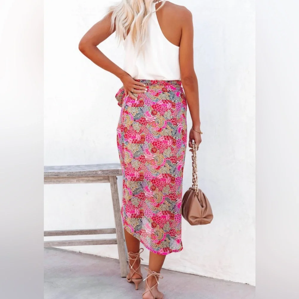 Floral Wrap Midi Skirt - Picture 5 of 6